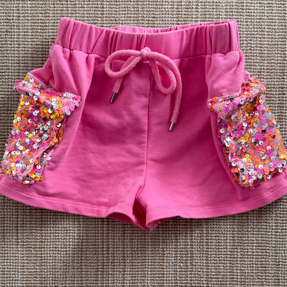 Pink Shorts with Sequin Pocket - Picture 2 of 3